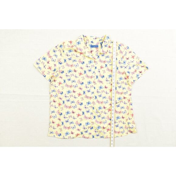 Karen Scott Women's Plus Size 1X Butterfly Print Short Sleeve Button Shirt - Picture 3 of 8